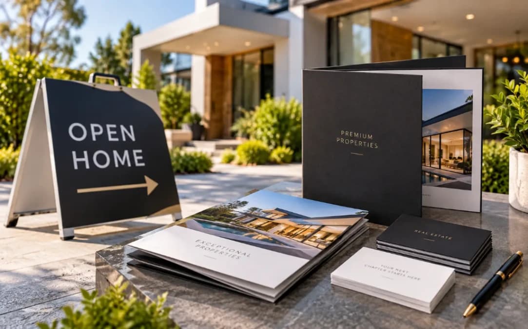 Real Estate Print Marketing Playbook: Open Home Signs, Luxury Cards & Property Folders